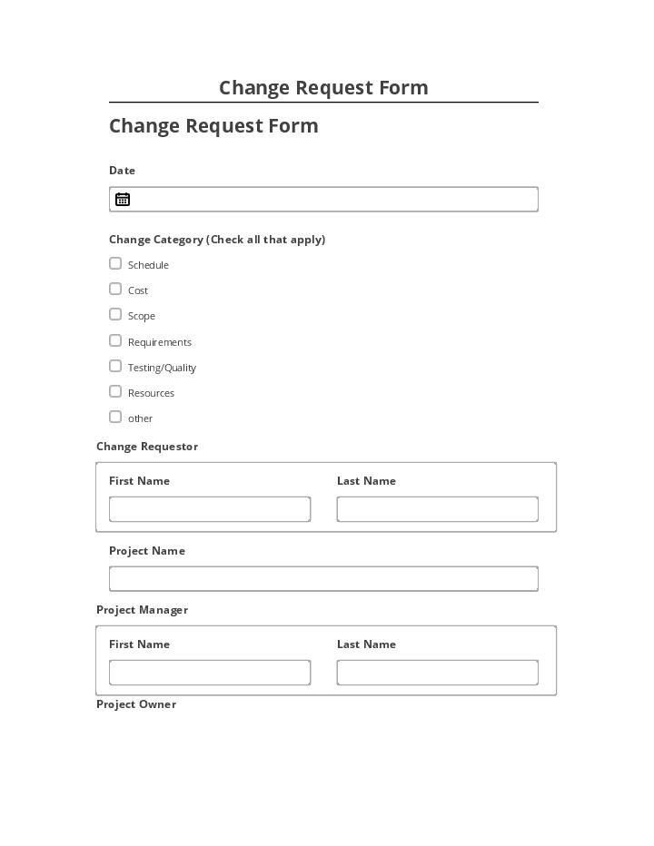 Arrange Change Request Form in Salesforce