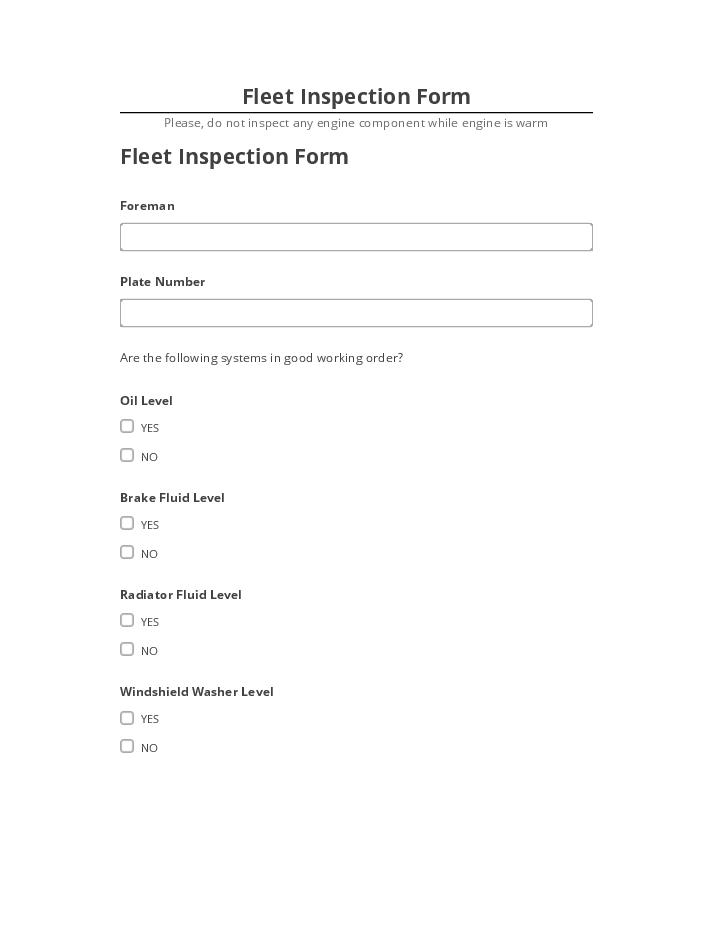 Pre-fill Fleet Inspection Form from Netsuite