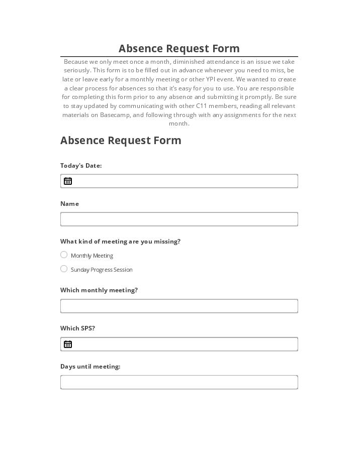Export Absence Request Form to Salesforce