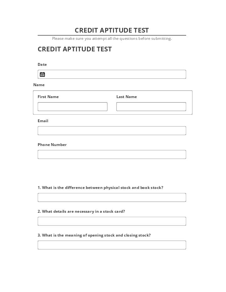 Arrange CREDIT APTITUDE TEST in Salesforce