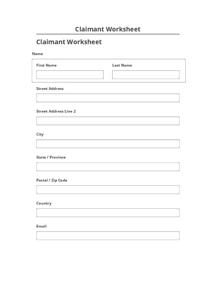 Integrate Claimant Worksheet