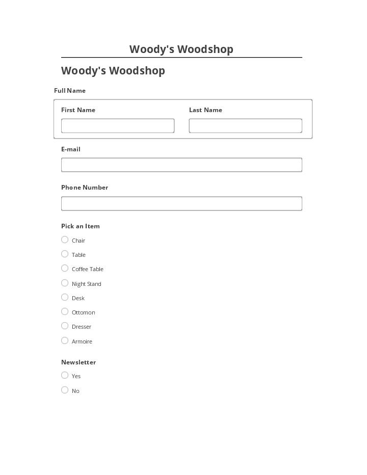 Arrange Woody's Woodshop
