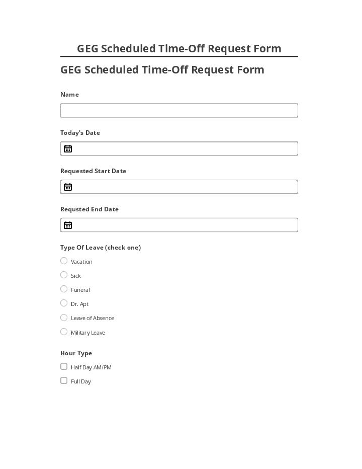 Arrange GEG Scheduled Time-Off Request Form in Salesforce