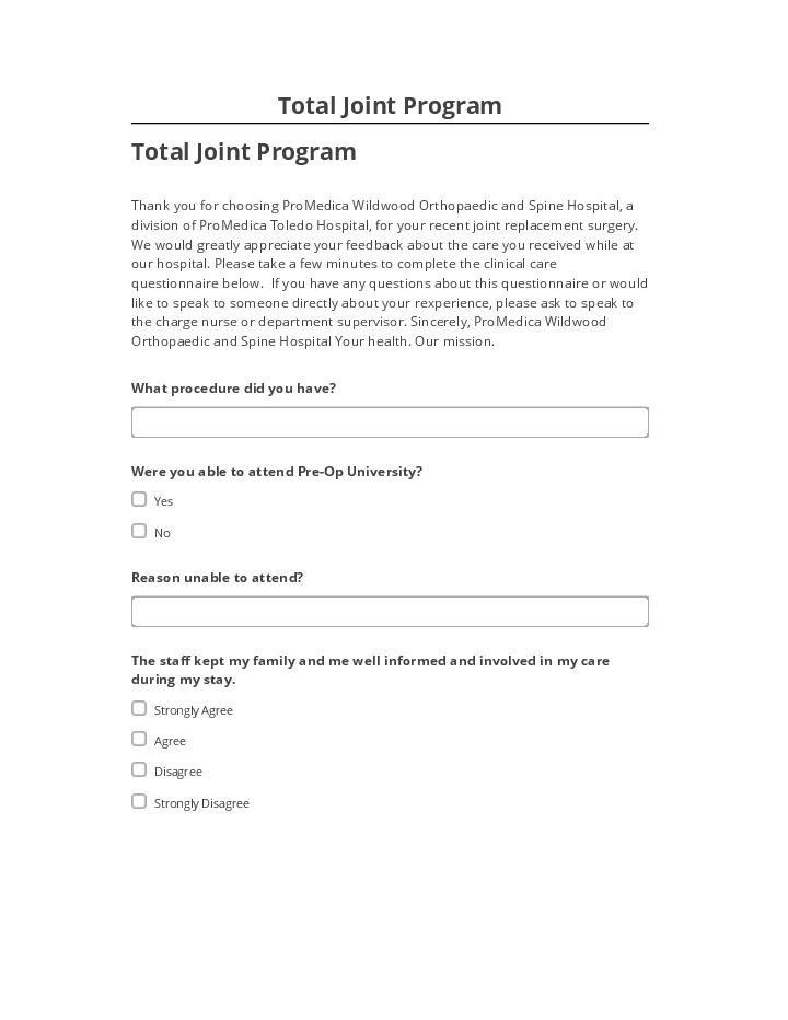 Arrange Total Joint Program