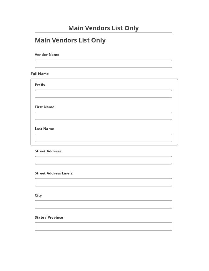 Manage Main Vendors List Only in Salesforce