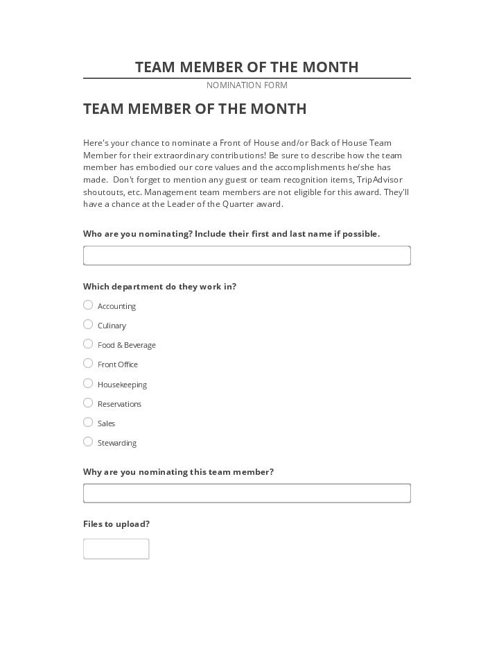 Arrange TEAM MEMBER OF THE MONTH in Netsuite