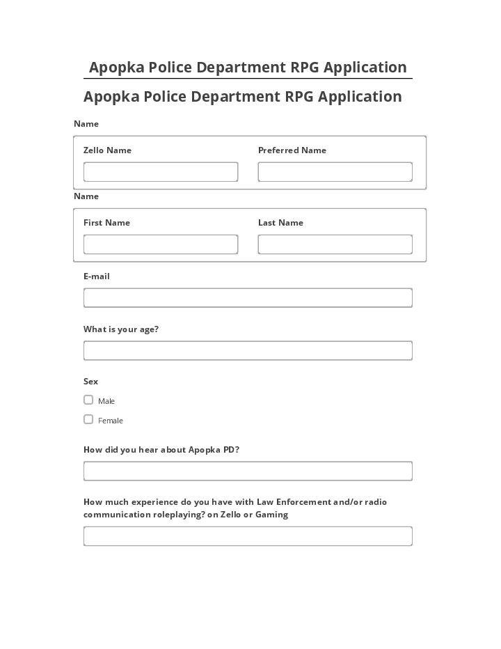 Arrange Apopka Police Department RPG Application