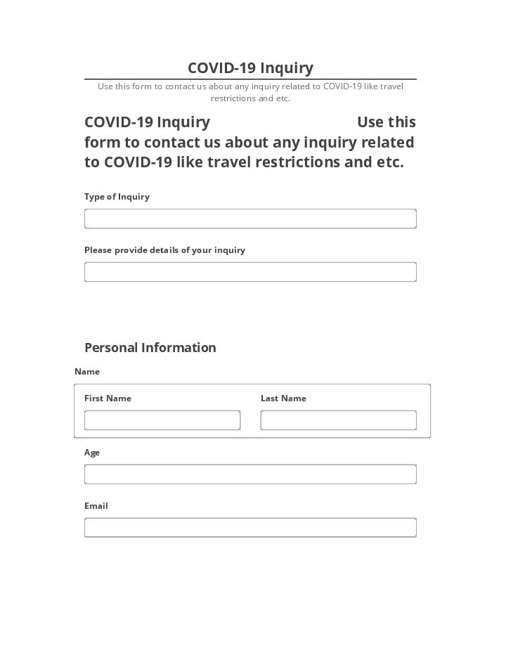Arrange COVID-19 Inquiry in Salesforce