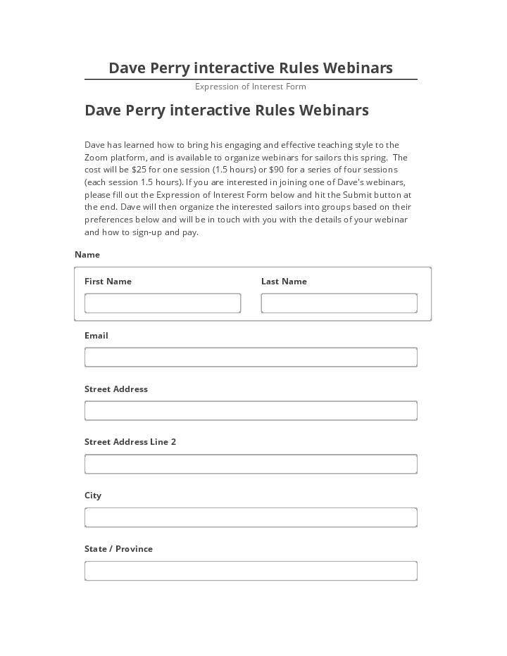 Pre-fill Dave Perry interactive Rules Webinars from Microsoft Dynamics
