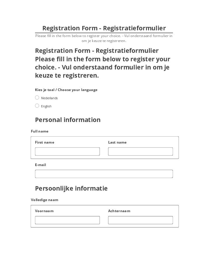 Manage Registration Form - Registratieformulier