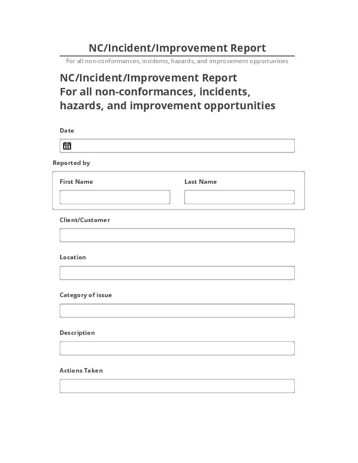 Pre-fill NC/Incident/Improvement Report from Netsuite
