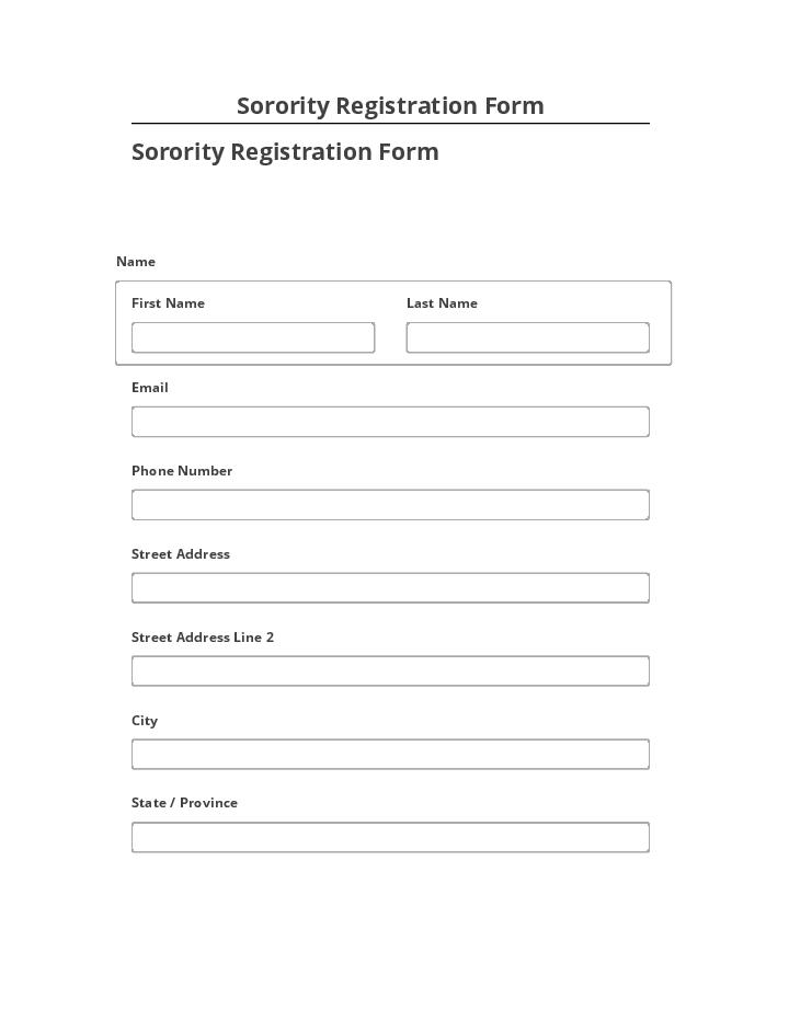 Incorporate Sorority Registration Form