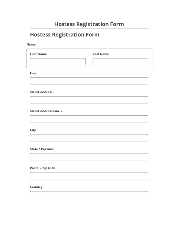 Pre-fill Hostess Registration Form
