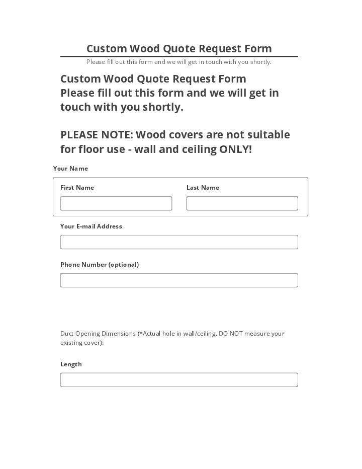 Arrange Custom Wood Quote Request Form in Microsoft Dynamics