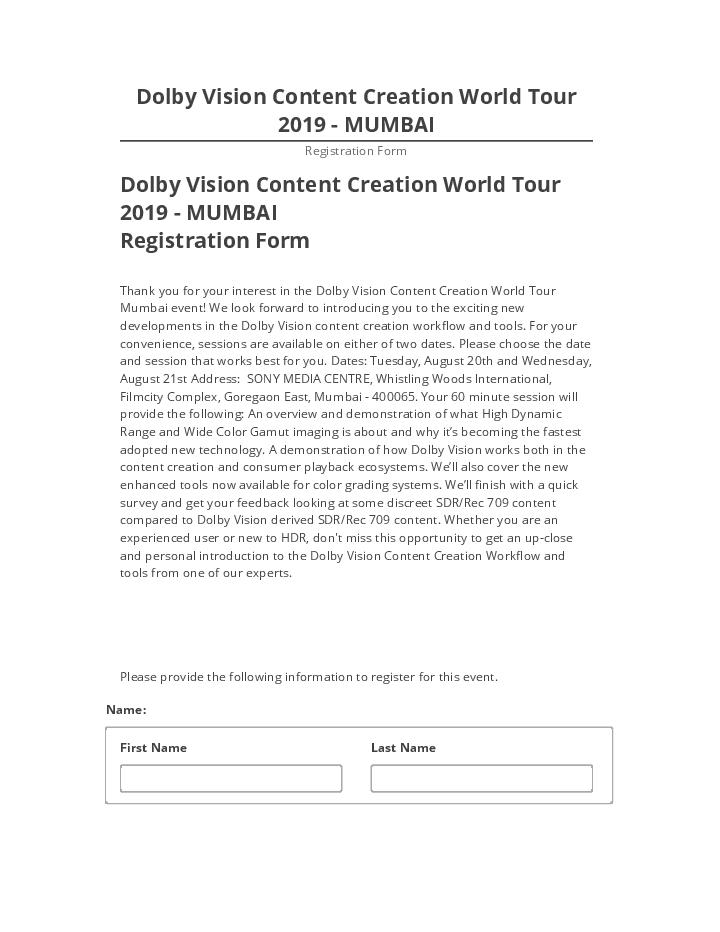 Manage Dolby Vision Content Creation World Tour 2019 - MUMBAI in Microsoft Dynamics