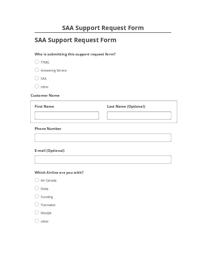 Extract SAA Support Request Form from Netsuite