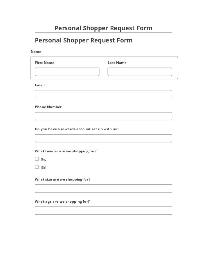 Synchronize Personal Shopper Request Form