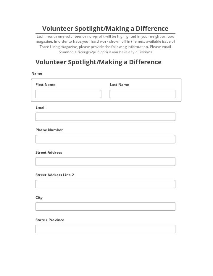 Manage Volunteer Spotlight/Making a Difference