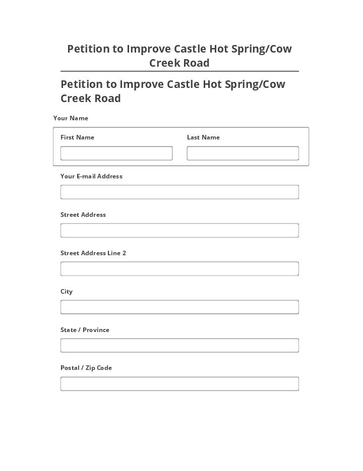 Integrate Petition to Improve Castle Hot Spring/Cow Creek Road with Salesforce