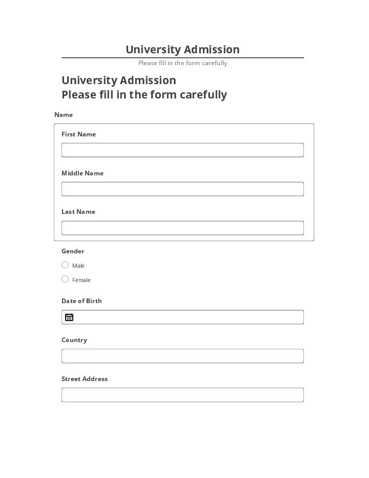 Synchronize University Admission