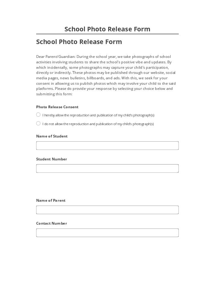 Export School Photo Release Form to Microsoft Dynamics