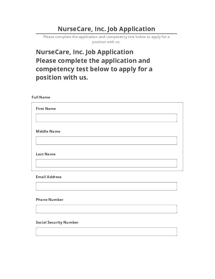 Arrange NurseCare, Inc. Job Application in Microsoft Dynamics