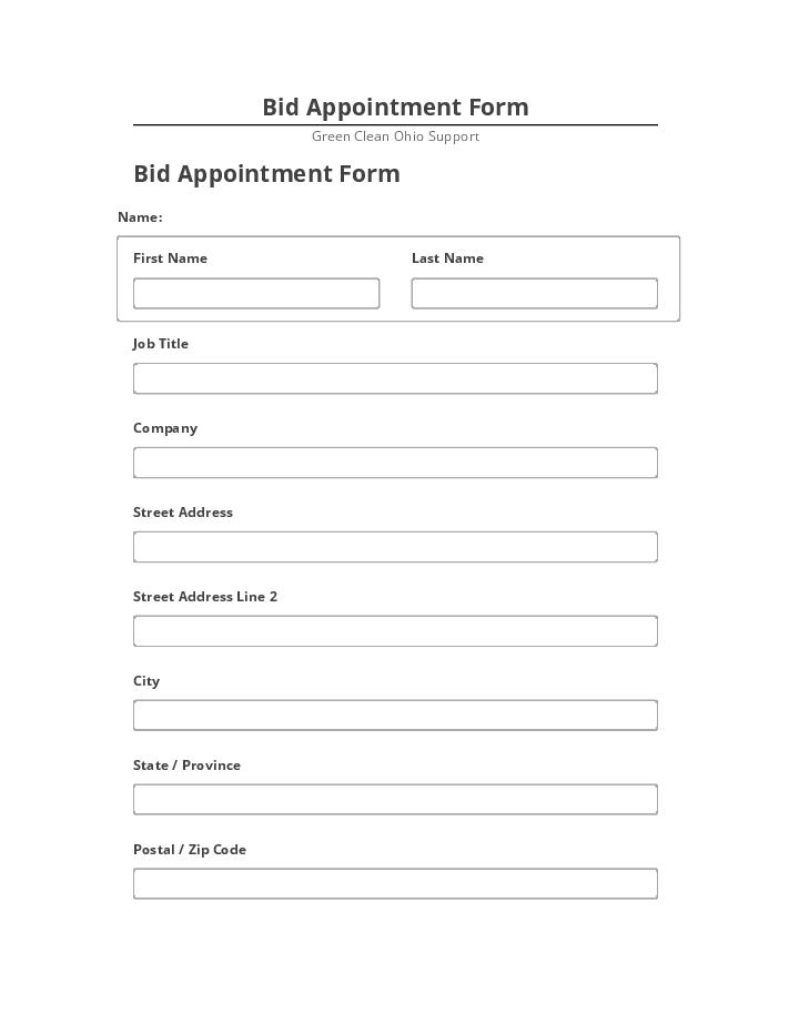 Arrange Bid Appointment Form in Salesforce