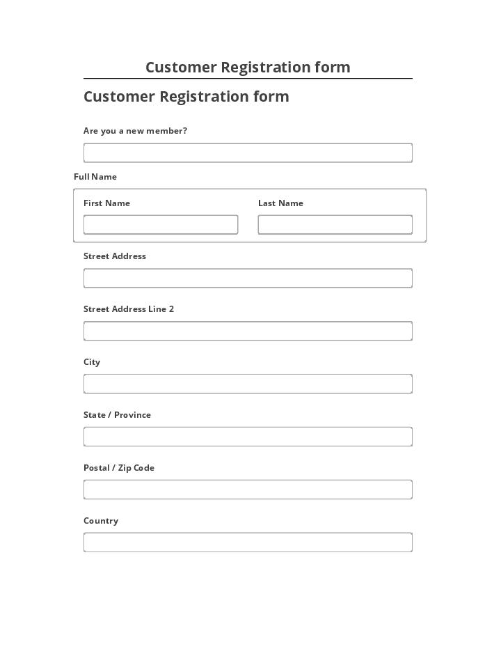 Export Customer Registration form