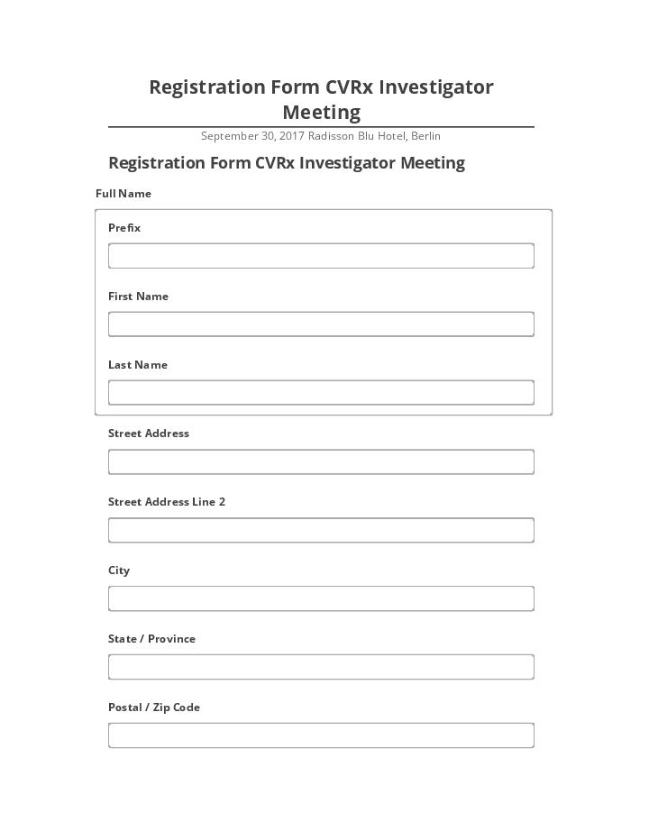 Archive Registration Form CVRx Investigator Meeting