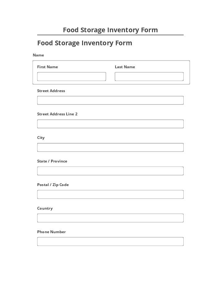 Extract Food Storage Inventory Form