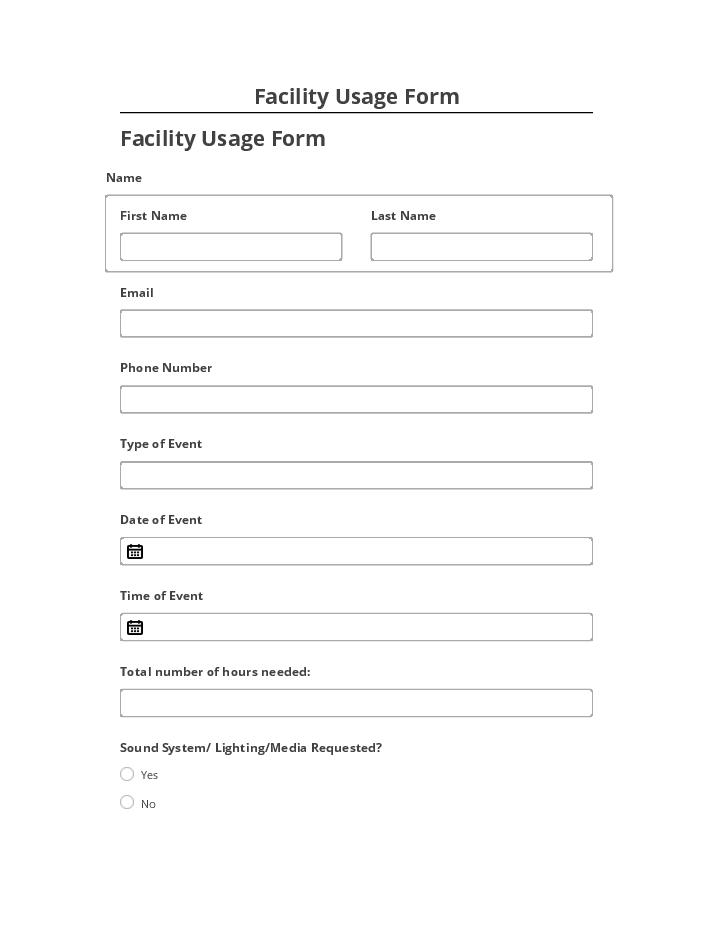 Integrate Facility Usage Form