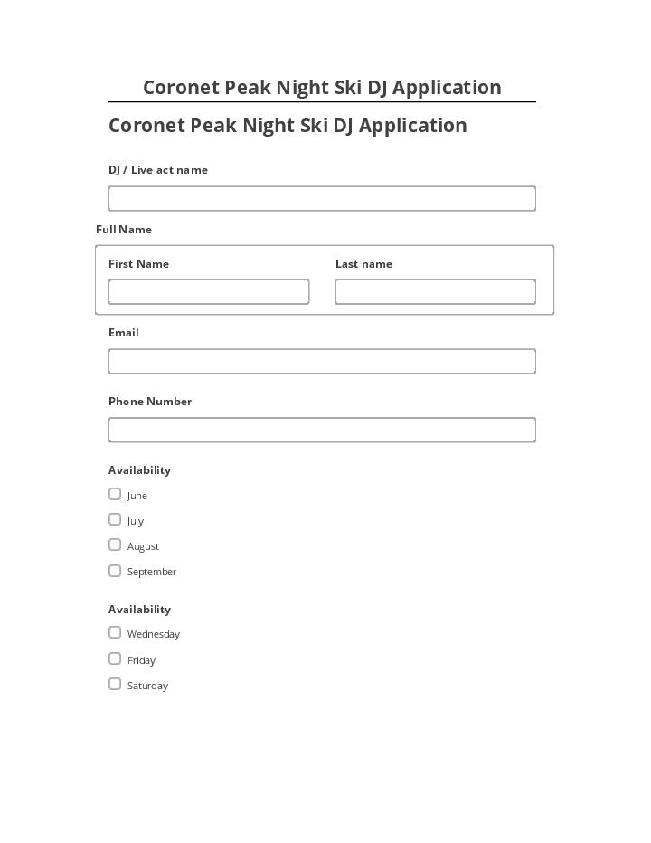 Pre-fill Coronet Peak Night Ski DJ Application