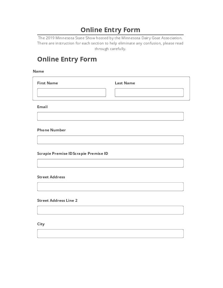 Update Online Entry Form