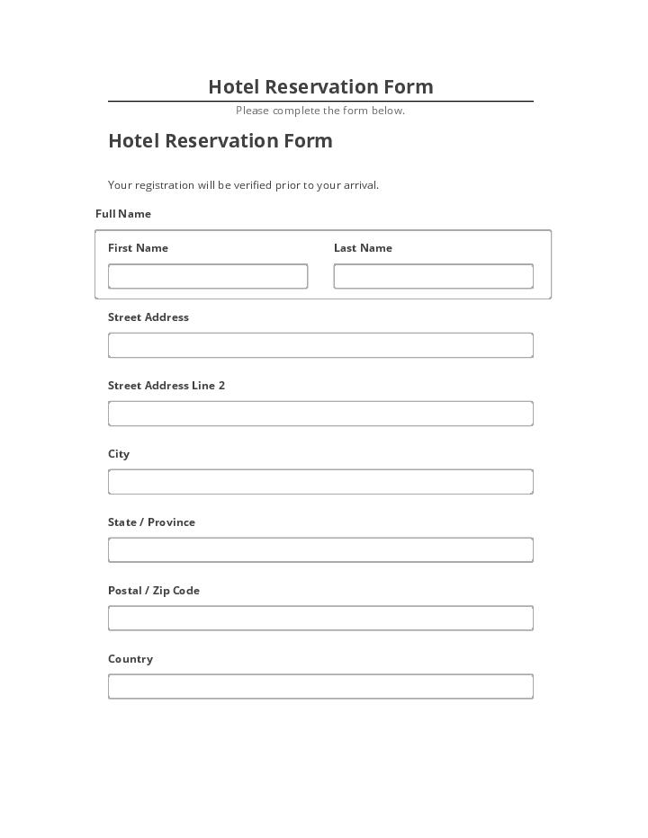 Manage Hotel Reservation Form