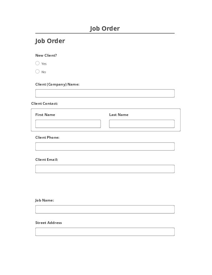 Pre-fill Job Order