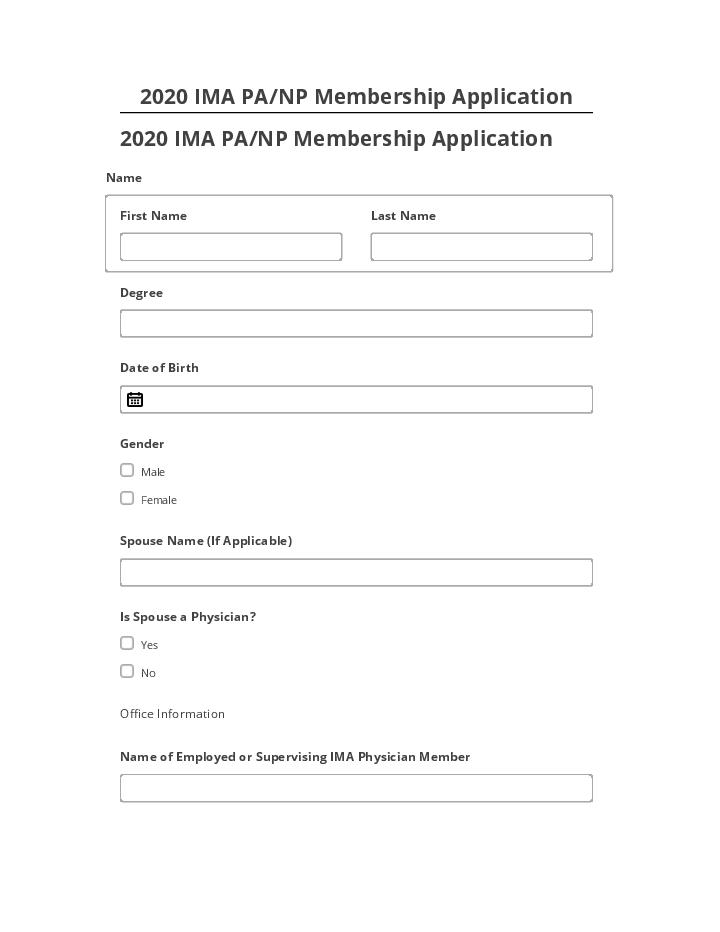 Synchronize 2020 IMA PA/NP Membership Application with Salesforce