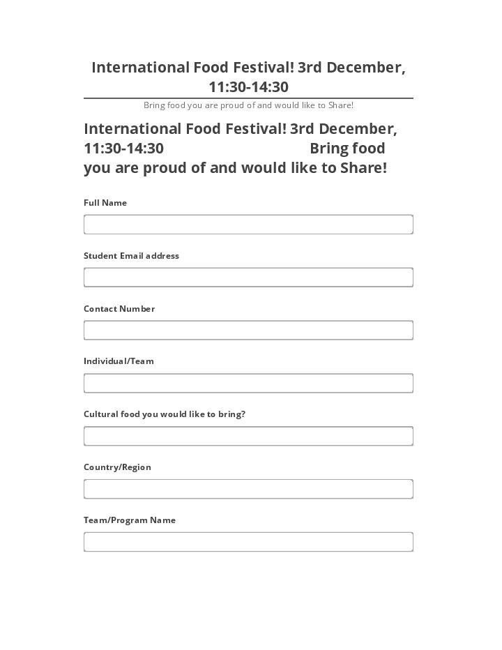 Integrate International Food Festival! 3rd December, 11:30-14:30