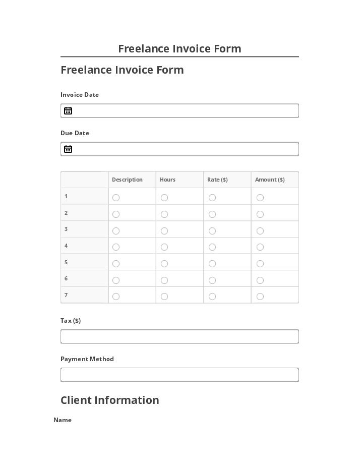 Export Freelance Invoice Form to Salesforce
