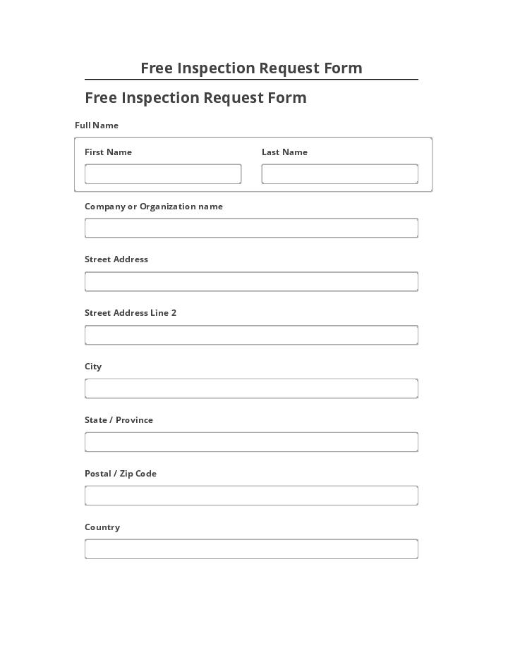 Export Free Inspection Request Form to Netsuite