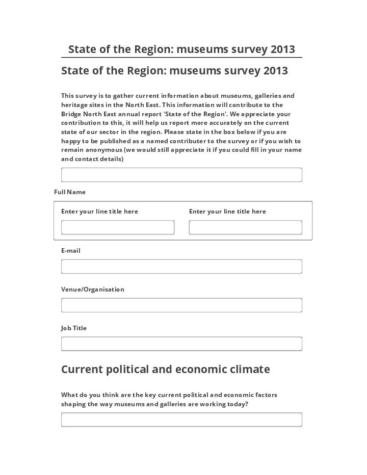 Pre-fill State of the Region: museums survey 2013