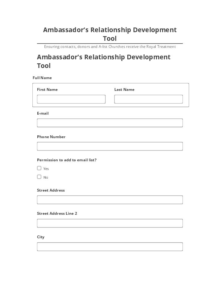Arrange Ambassador's Relationship Development Tool in Salesforce
