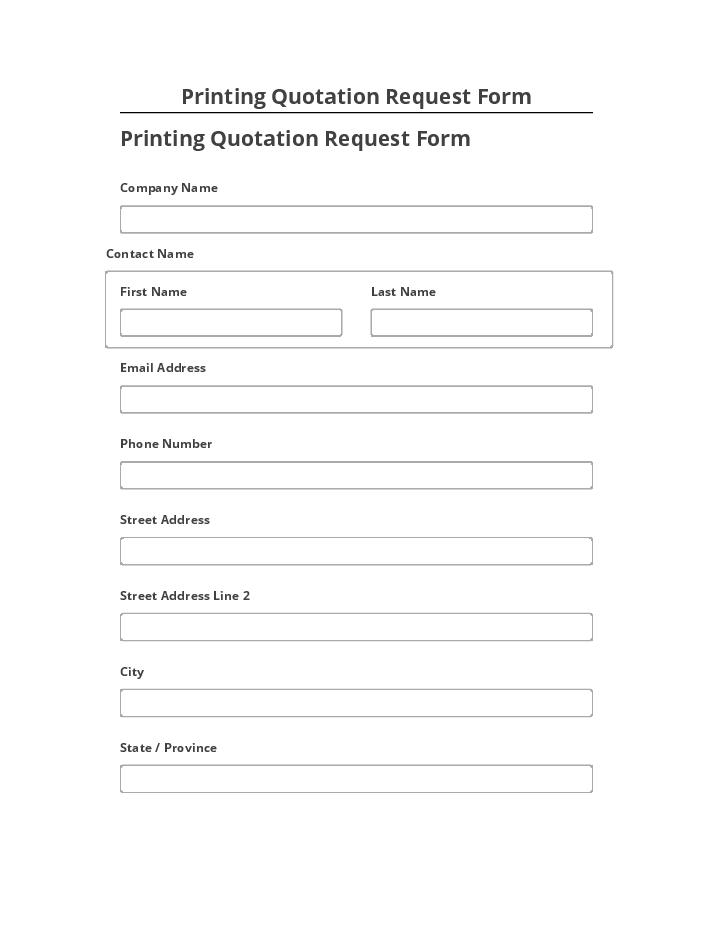 Arrange Printing Quotation Request Form