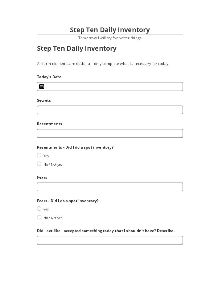 Arrange Step Ten Daily Inventory in Netsuite