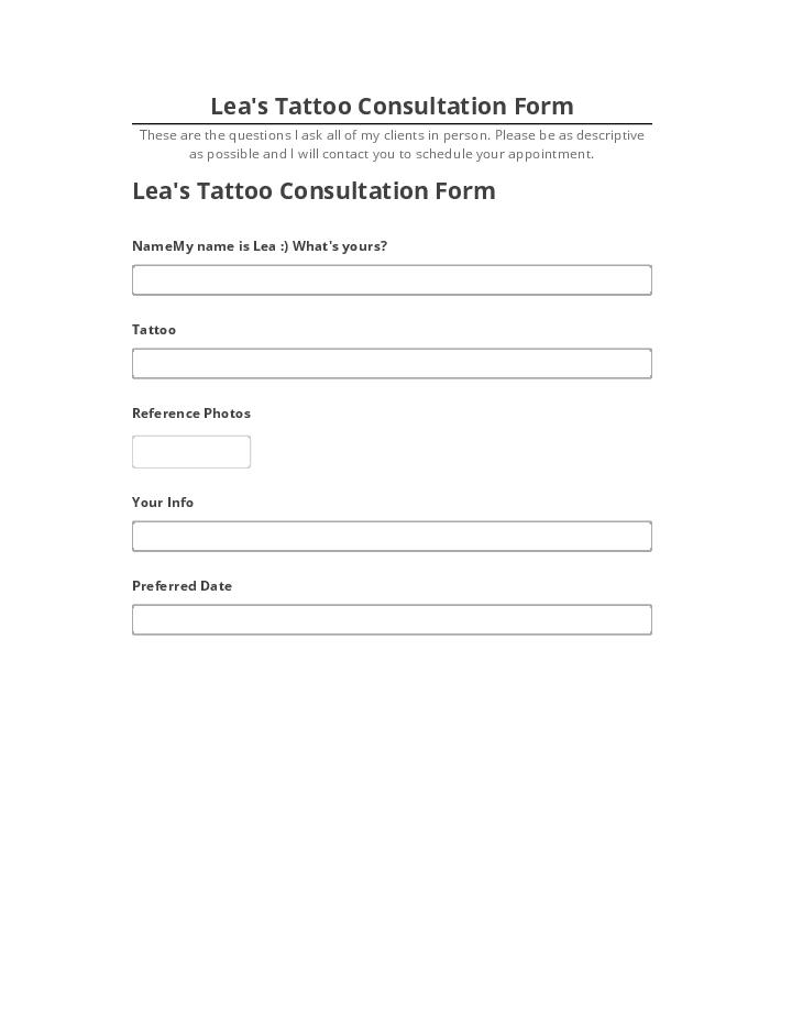 Incorporate Lea's Tattoo Consultation Form in Netsuite