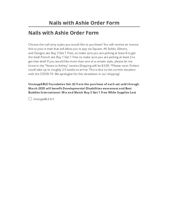 Pre-fill Nails with Ashie Order Form from Salesforce