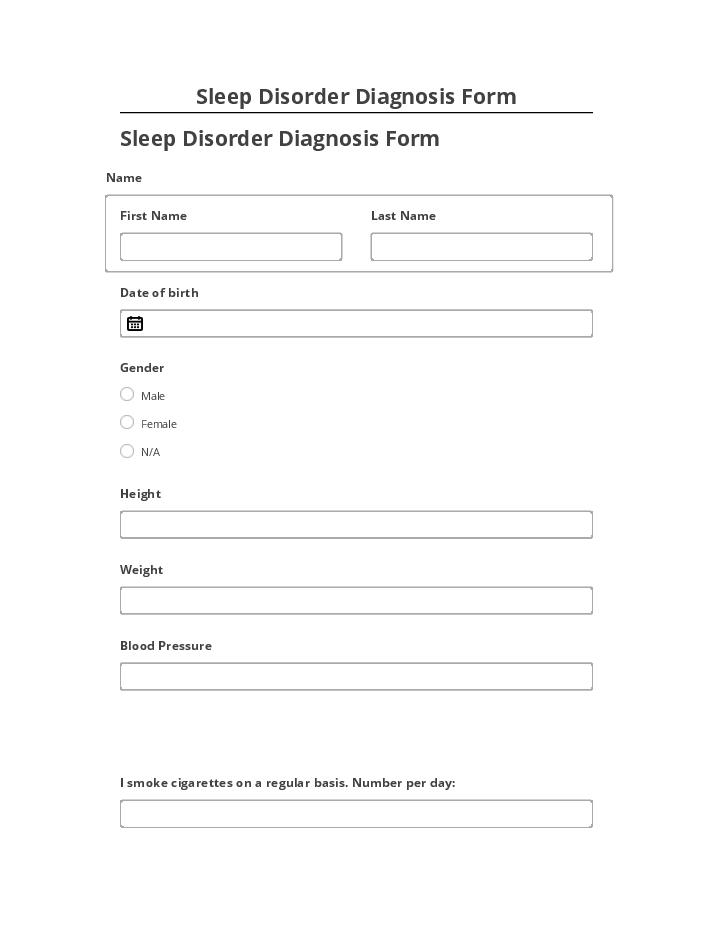 Arrange Sleep Disorder Diagnosis Form in Microsoft Dynamics