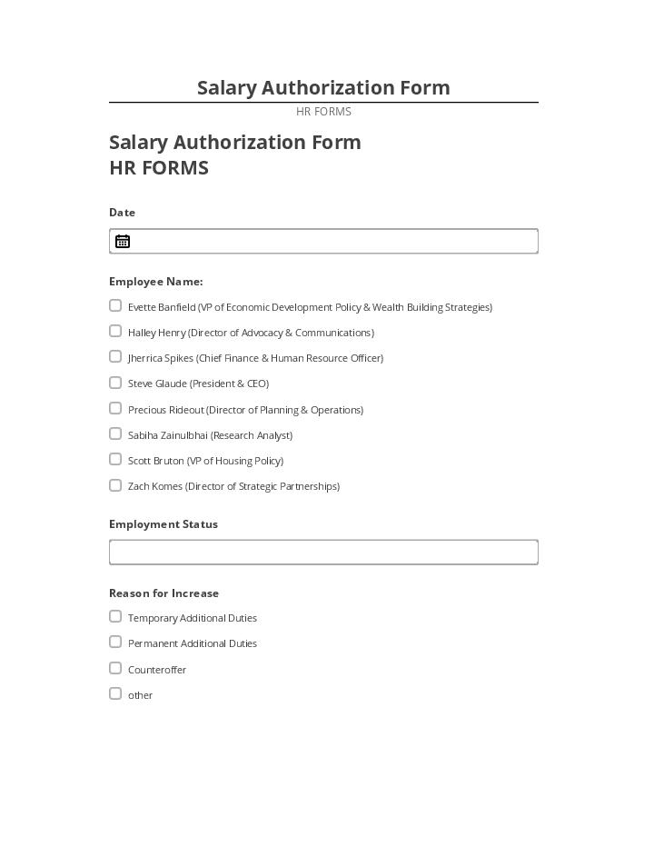 Integrate Salary Authorization Form