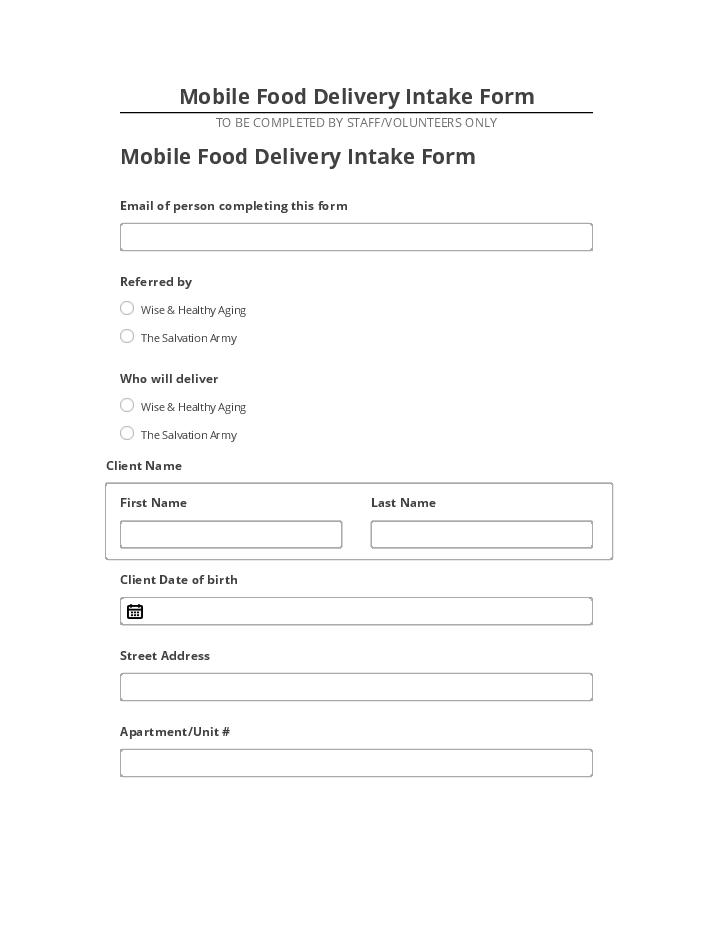 Arrange Mobile Food Delivery Intake Form