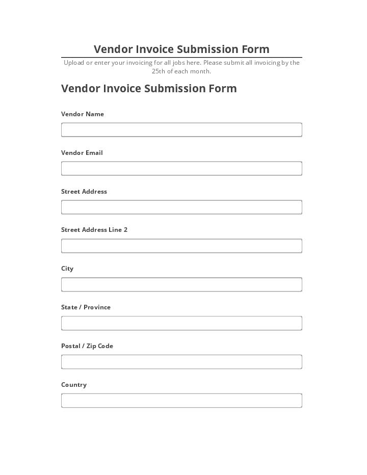 Pre-fill Vendor Invoice Submission Form