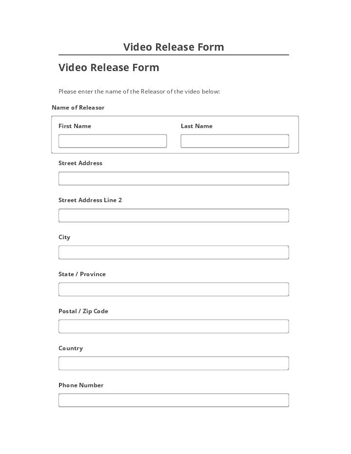 Arrange Video Release Form